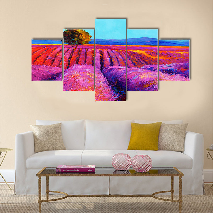 Original oil painting of lavender Sunset landscape Impressionism Multi panel canvas wall art