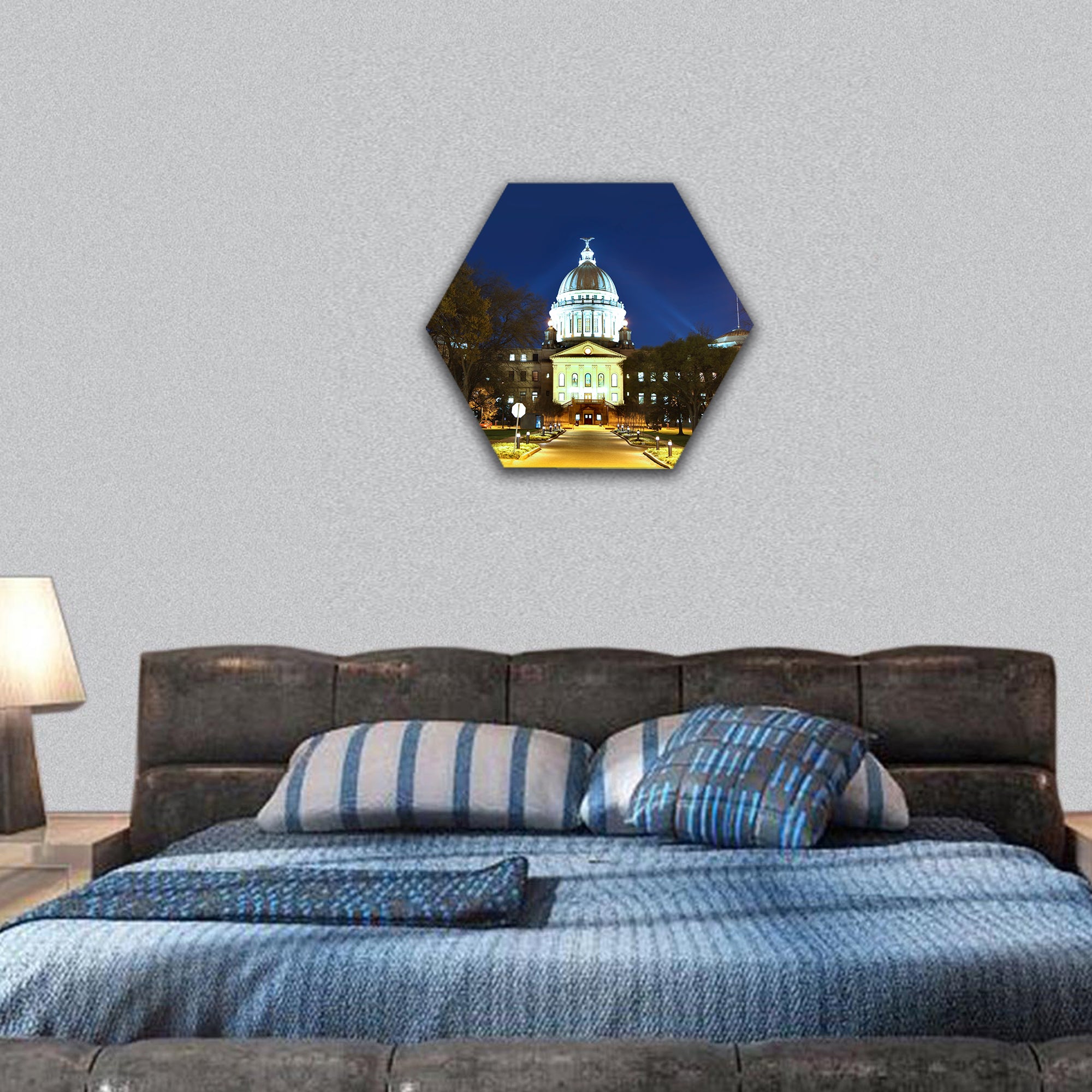 Mississippi state capital hexagonal canvas wall art