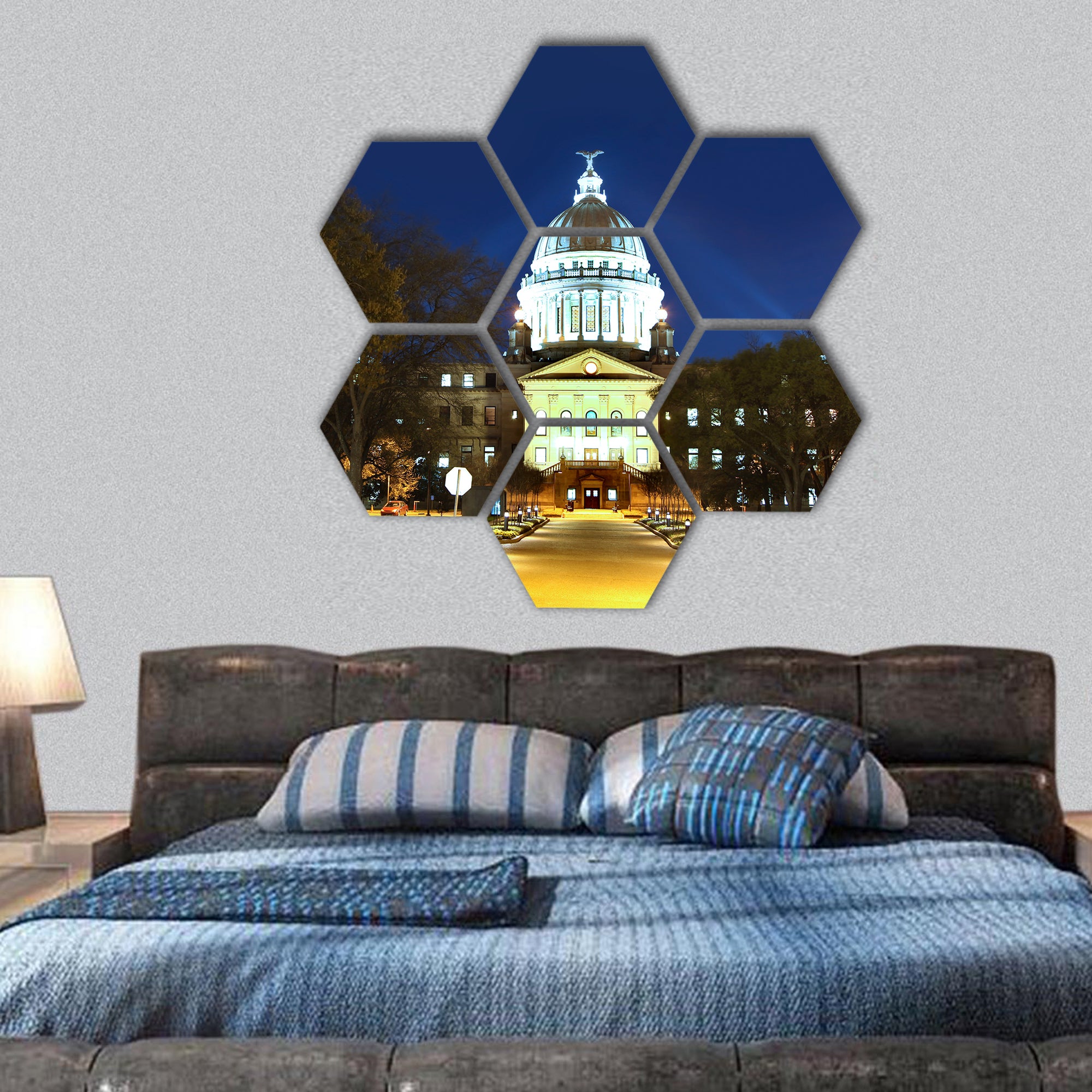 Mississippi state capital hexagonal canvas wall art
