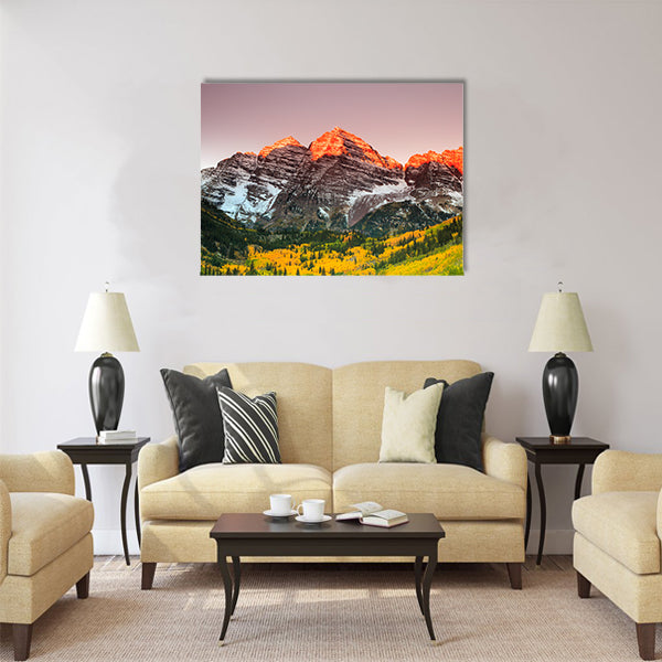 Maroon Bells sunrise, White River National Forest Multi panel canvas wall art