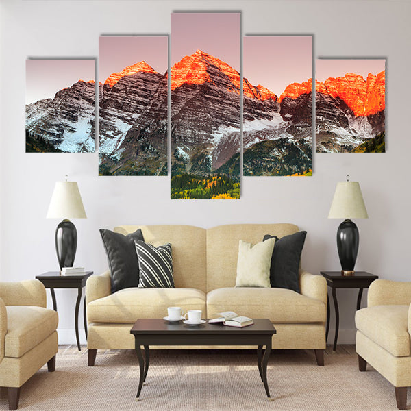 Maroon Bells sunrise, White River National Forest Multi panel canvas wall art