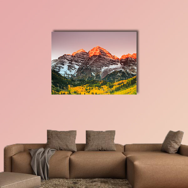 Maroon Bells sunrise, White River National Forest, Colorado multi panel canvas wall art
