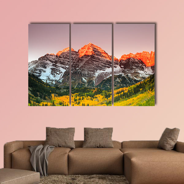 Maroon Bells sunrise, White River National Forest, Colorado multi panel canvas wall art
