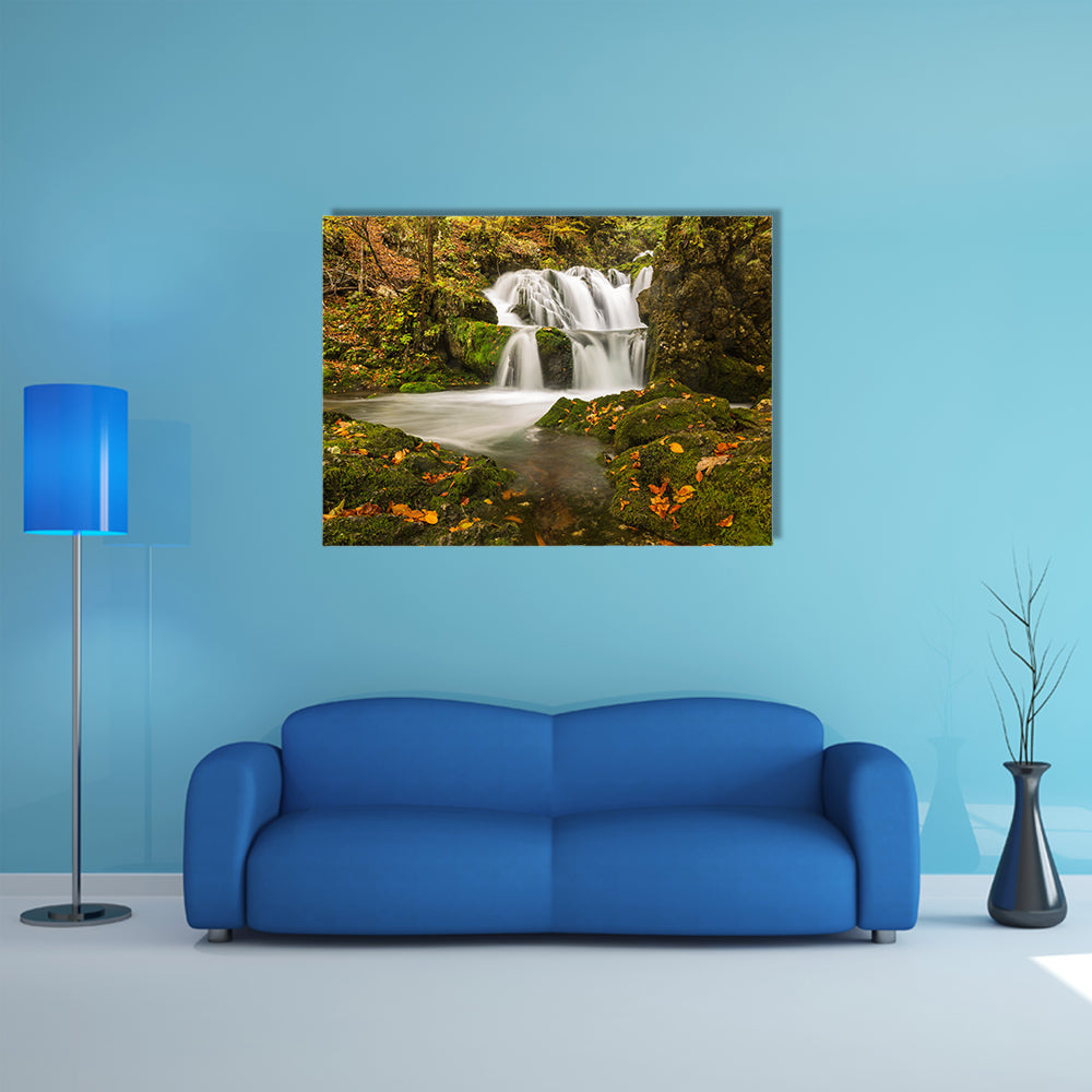 Waterfall Kropa in Voje valley, in October multi panel canvas wall art