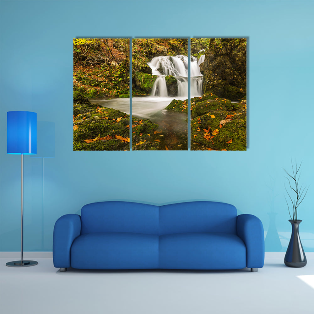 Waterfall Kropa in Voje valley, in October multi panel canvas wall art