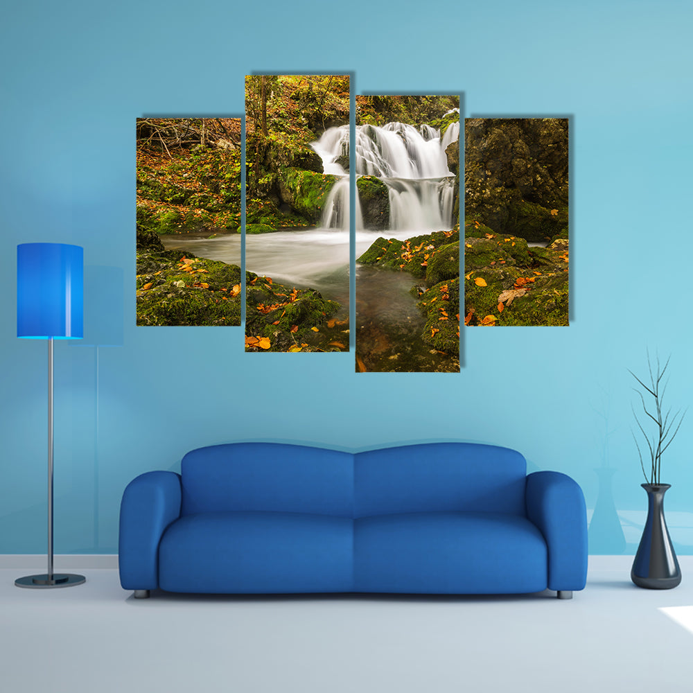 Waterfall Kropa in Voje valley, in October multi panel canvas wall art