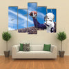 Football Player catching a Touchdown Pass Multi panel canvas wall art