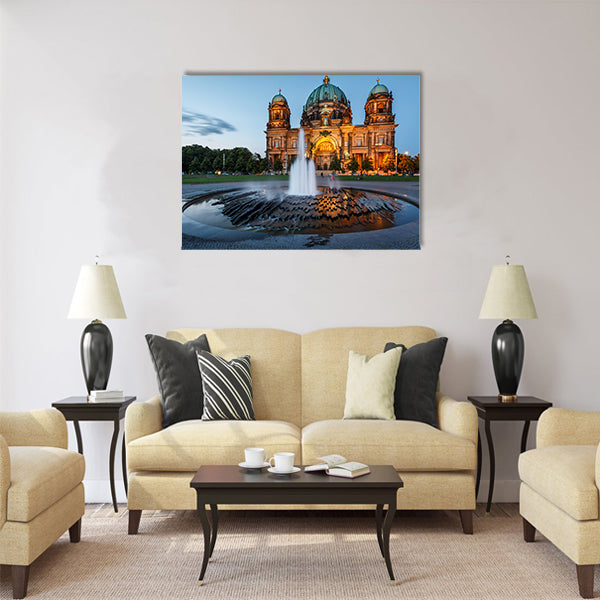 Berliner Dom and Fountain Multi panel canvas wall art