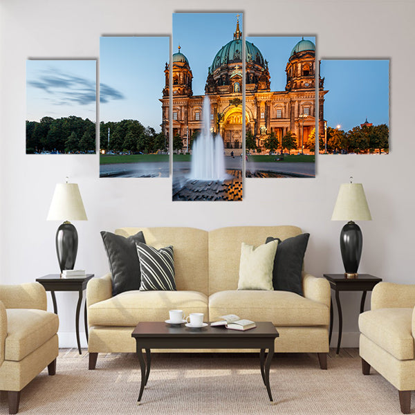 Berliner Dom and Fountain Multi panel canvas wall art