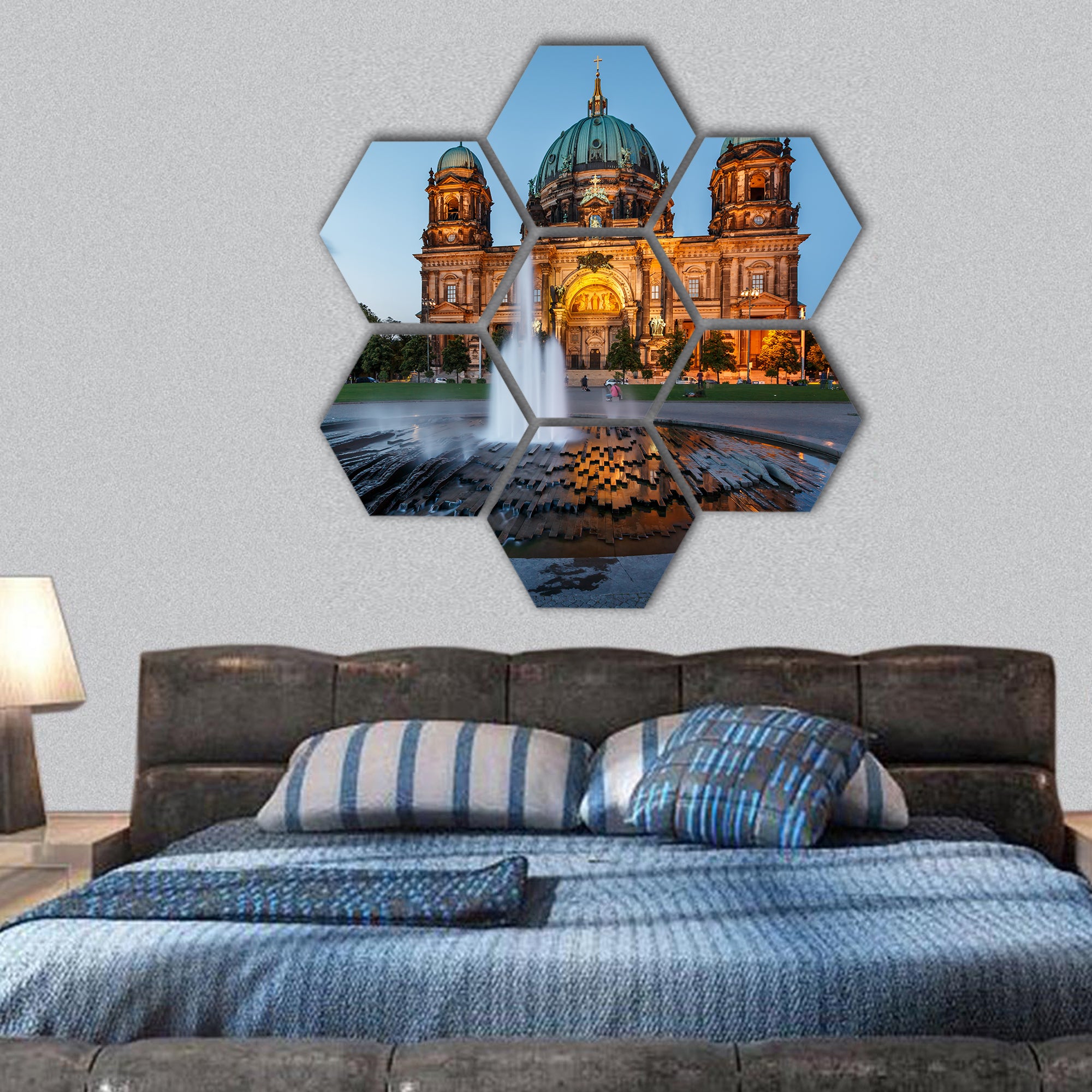 Berlin Cathedral Berliner Dom and Fountain Germany hexagonal canvas wall art