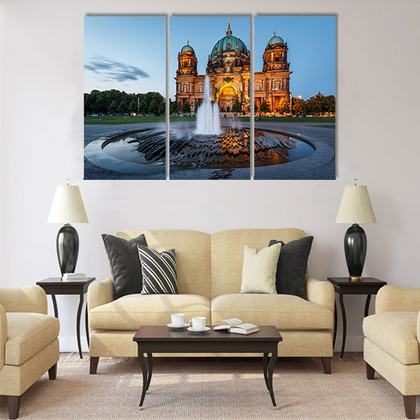 Berlin Cathedral Berliner Dom and Fountain Multi Panel Canvas Wall Art