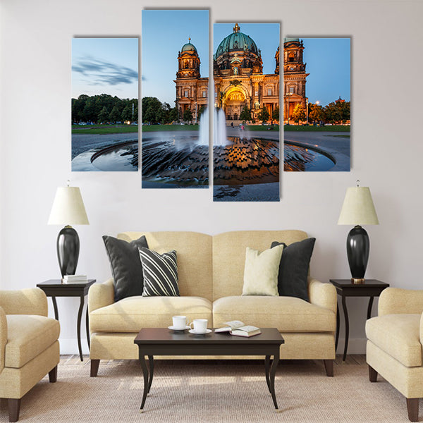Berlin Cathedral Berliner Dom and Fountain Multi Panel Canvas Wall Art