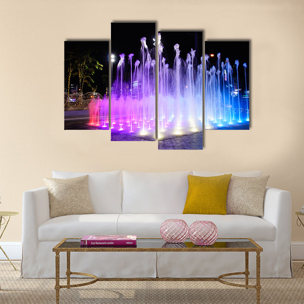 Night Musical fountains multi panel canvas wall art