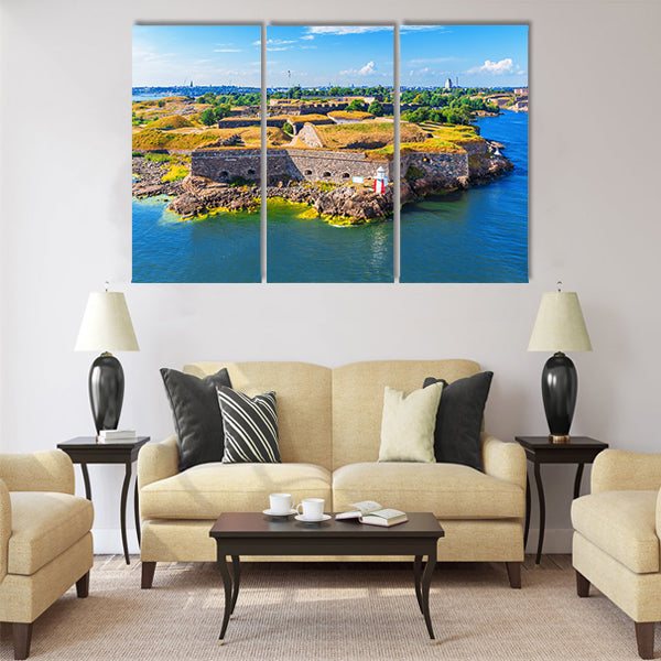 Scenic summer aerial view of Suomenlinna Sveaborg sea fortress Multi panel canvas wall art