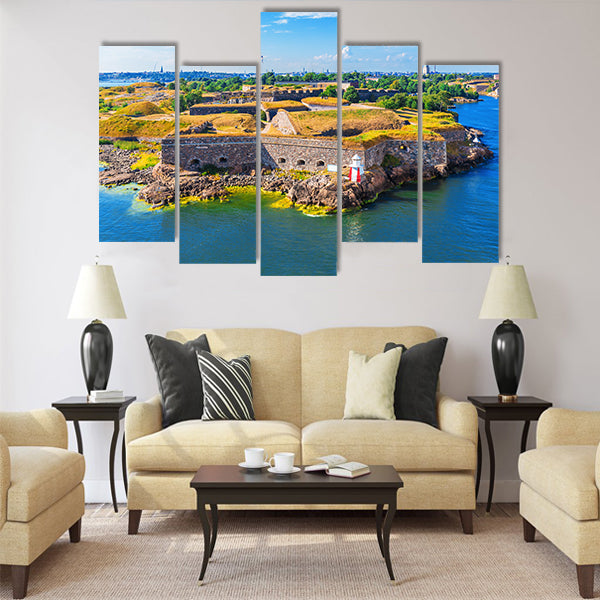 Scenic summer aerial view of Suomenlinna Sveaborg sea fortress Multi panel canvas wall art