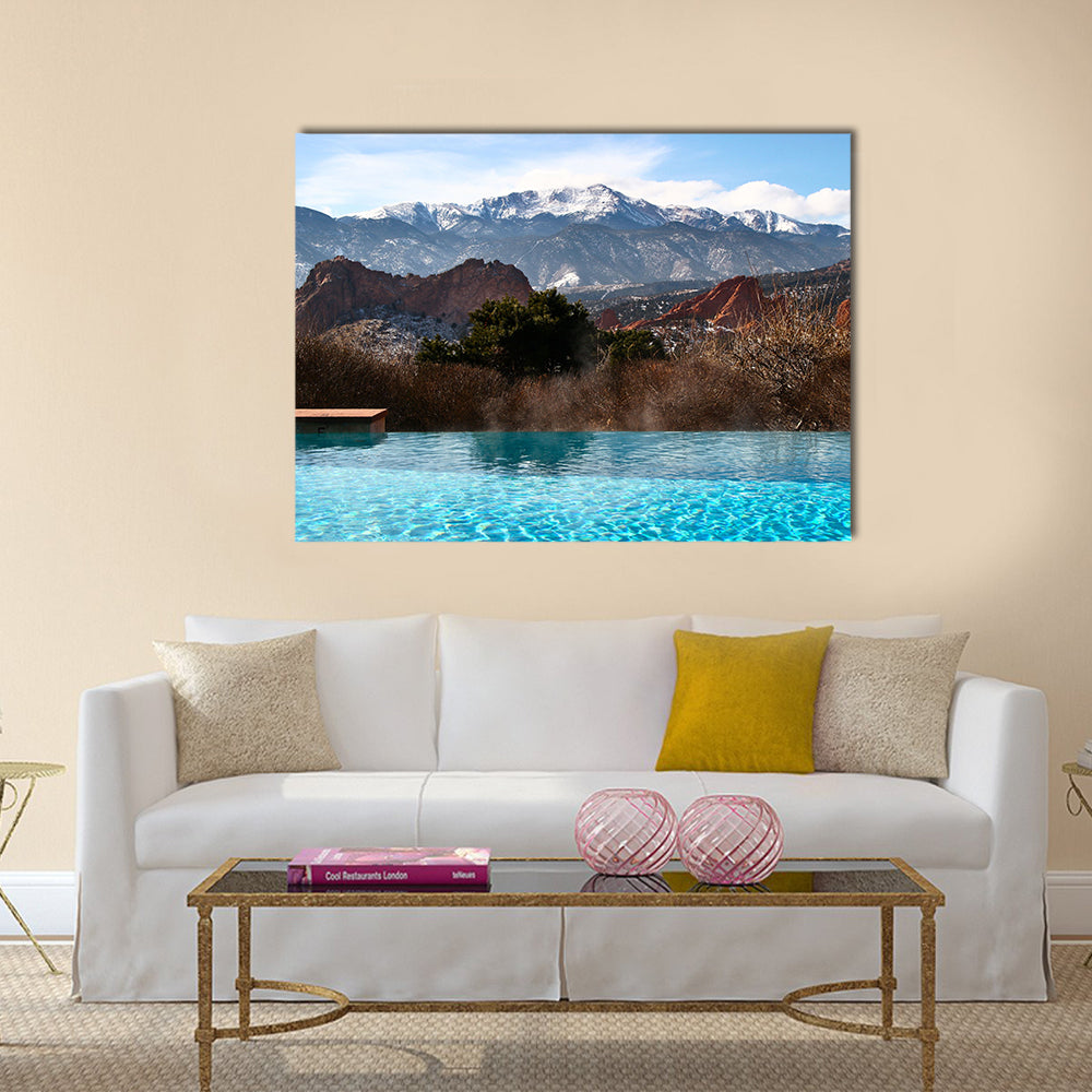 Infinity Pool with Mountain View multi panel canvas wall art