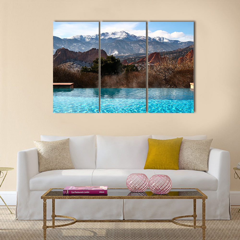 Infinity Pool with Mountain View multi panel canvas wall art