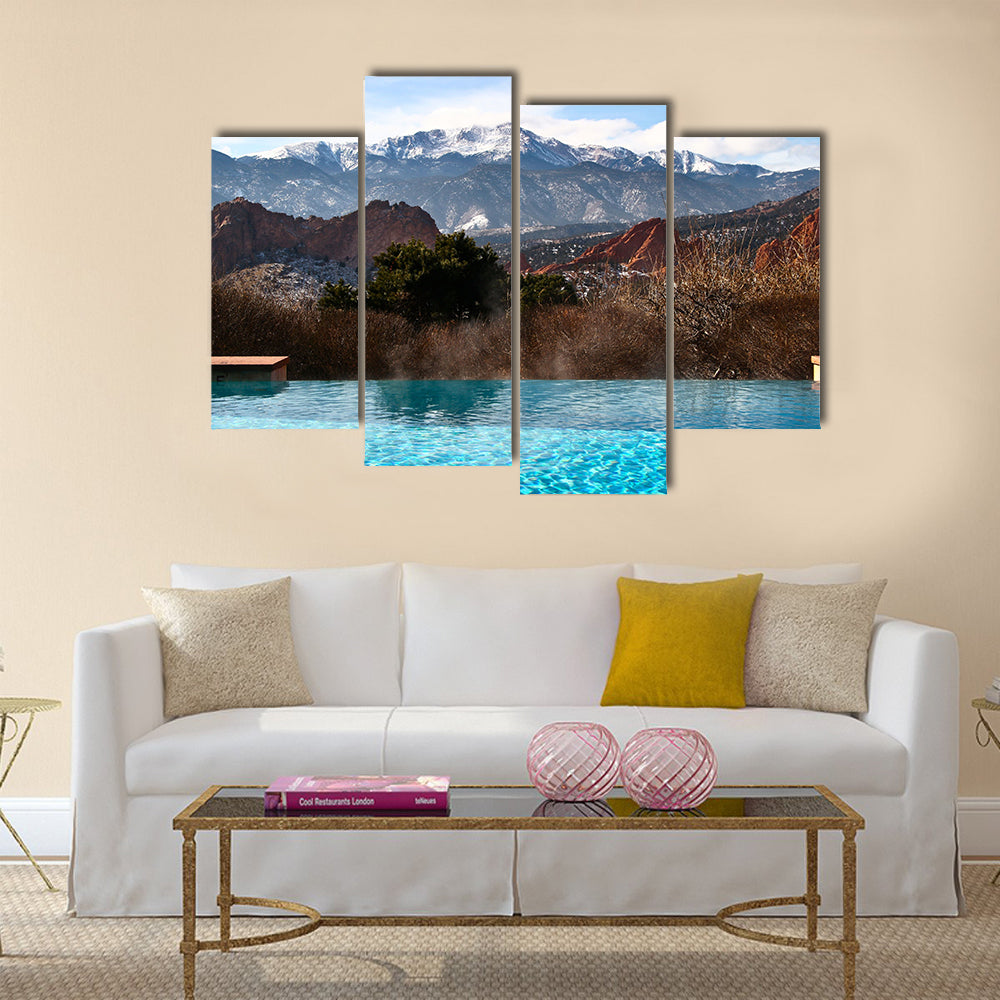 Infinity Pool with Mountain View multi panel canvas wall art