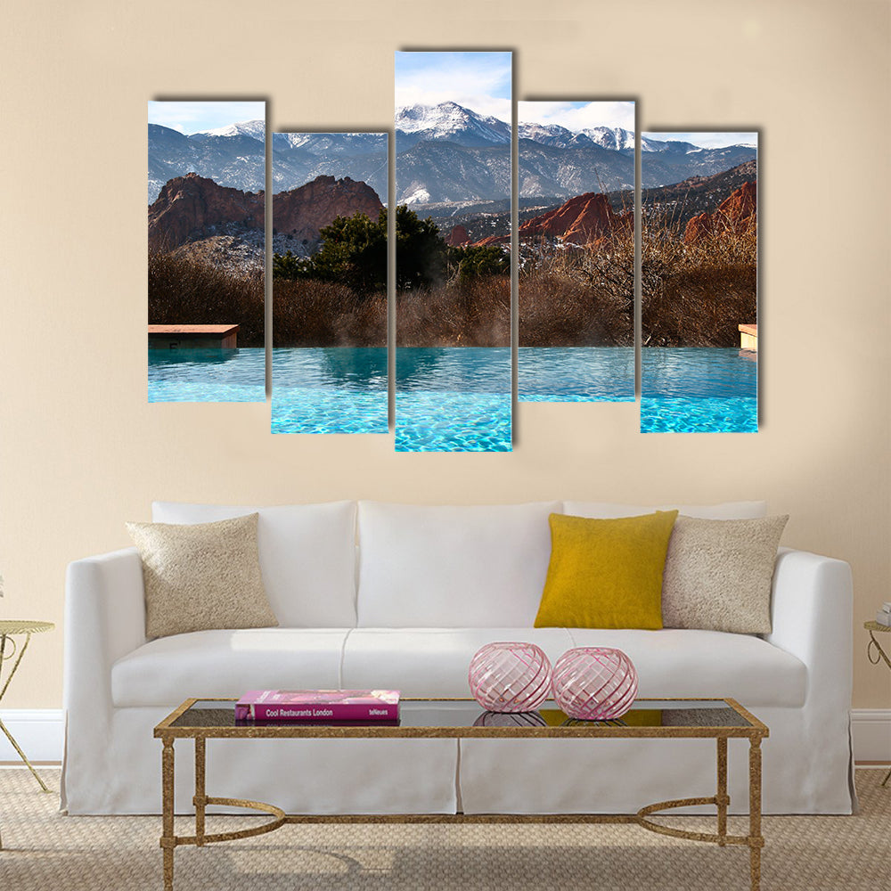 Infinity Pool with Mountain View multi panel canvas wall art