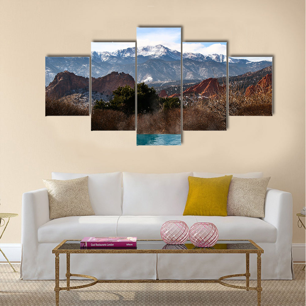 Infinity Pool with Mountain View multi panel canvas wall art