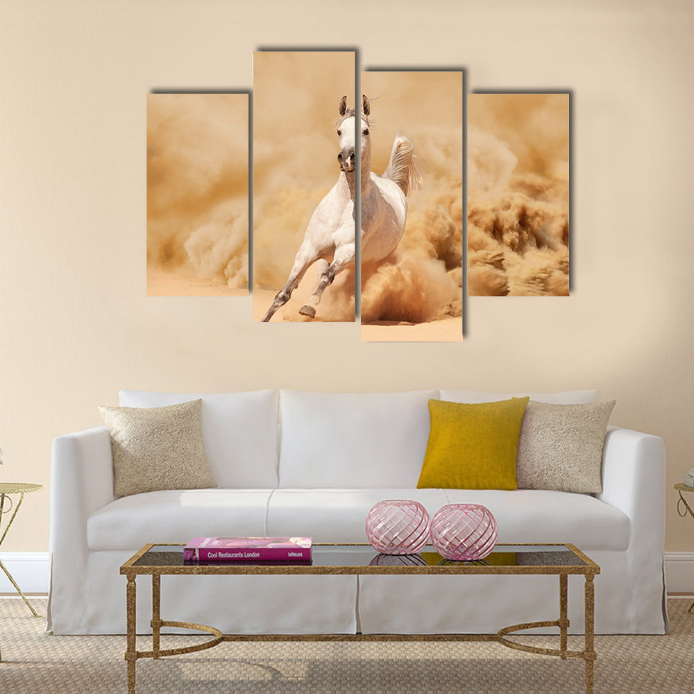 Arabian horse running out of the Desert Storm Multi panel canvas wall art