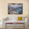 London. Aerial view of Tower Bridge at dusk with beautiful city skyline Multi panel canvas wall art Multi panel canvas wall art