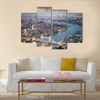 London. Aerial view of Tower Bridge at dusk with beautiful city skyline Multi panel canvas wall art Multi panel canvas wall art