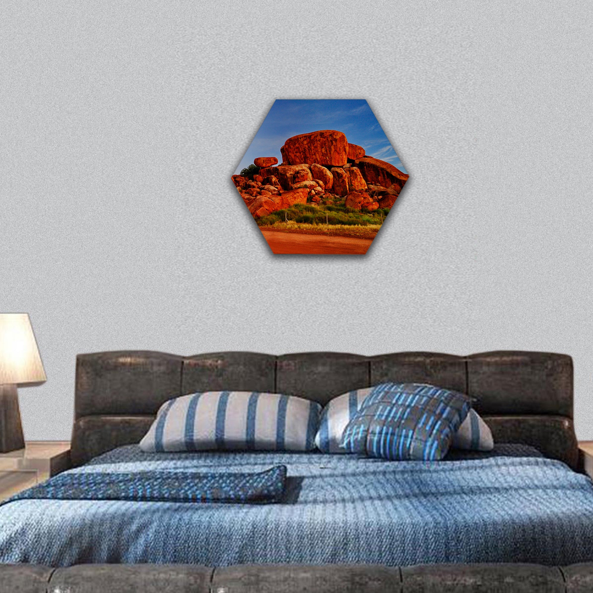 Devil marbles Australia hexagonal canvas wall art