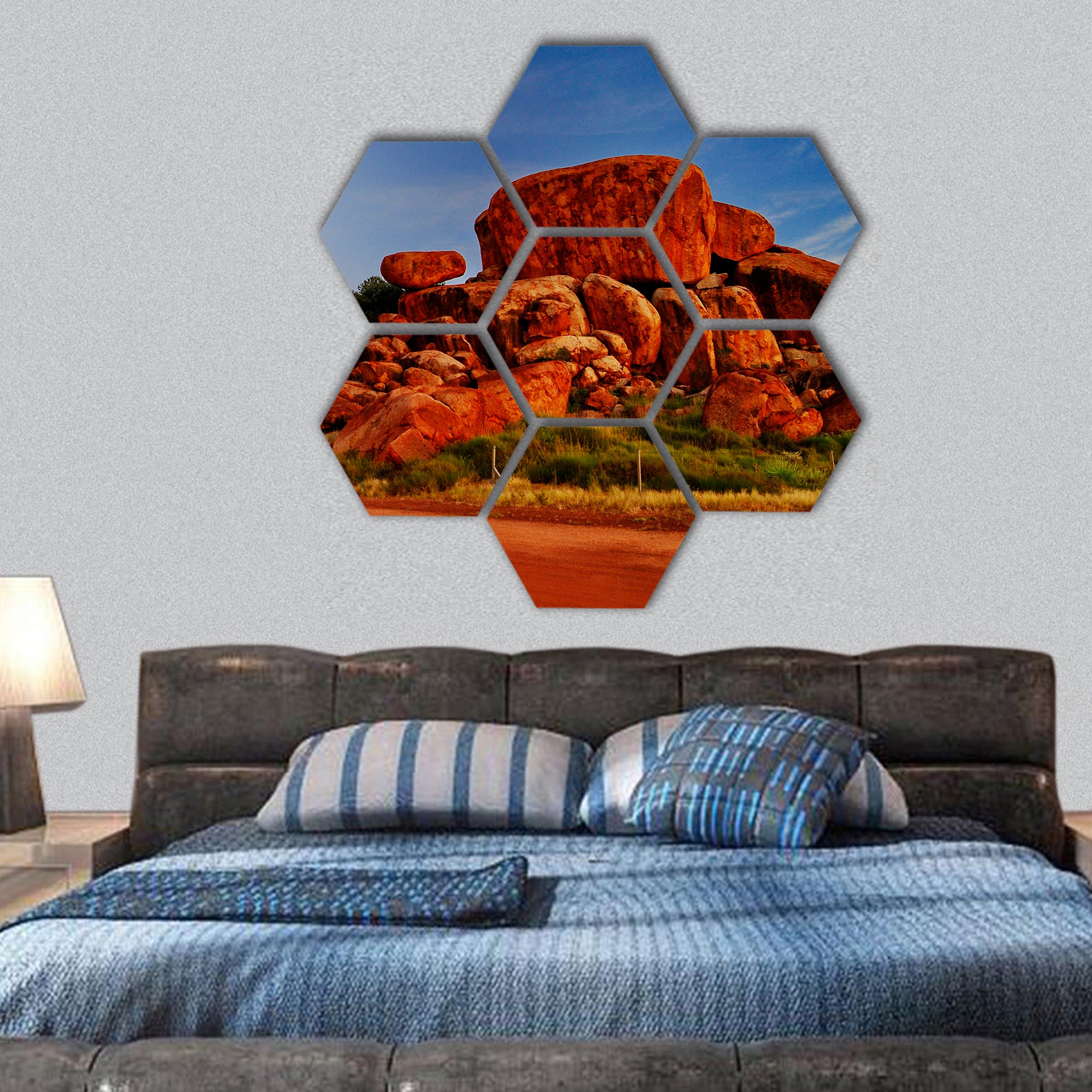 Devil marbles Australia hexagonal canvas wall art
