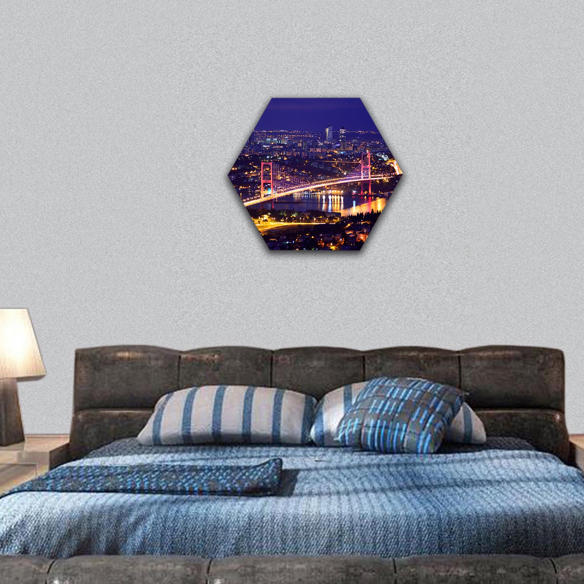 Bosphorus bridge Istanbul Turkey hexagonal canvas wall art