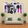 Hairdressing Tools on White Wooden Table Close-up Multi Panel Canvas Wall Art