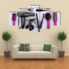 Hairdressing Tools on White Wooden Table Close-up Multi Panel Canvas Wall Art