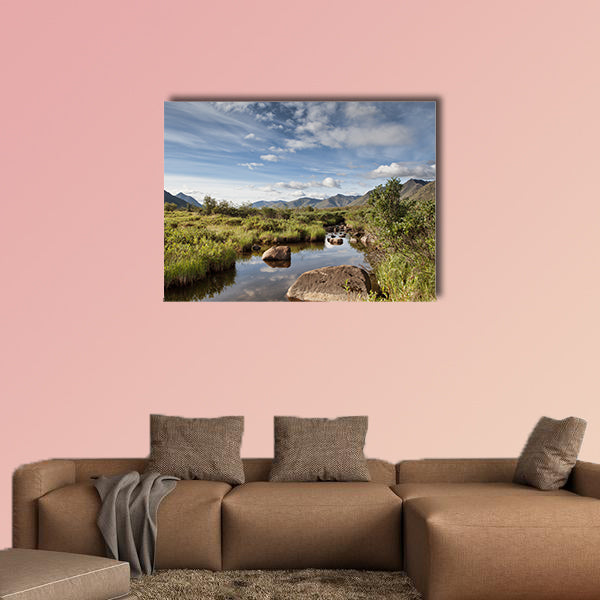 Peaceful rambling creek in Yukon Territory near Tombstone on the Dempster Highway Multi panel canvas wall art