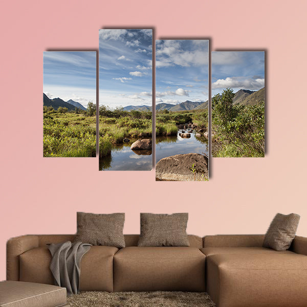 Peaceful rambling creek in Yukon Territory near Tombstone on the Dempster Highway Multi panel canvas wall art