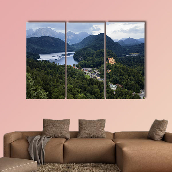 View of the Bavarian Alps, village Schwangau Germany multi panel canvas wall art