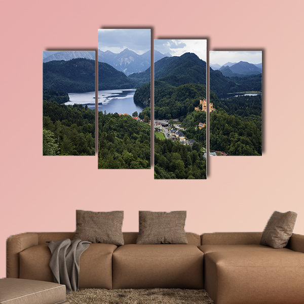 View of the Bavarian Alps, village Schwangau Germany multi panel canvas wall art
