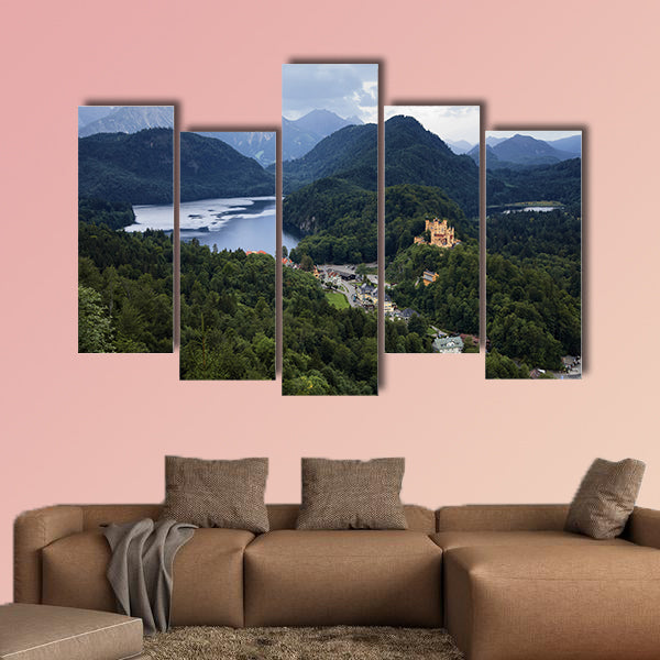 View of the Bavarian Alps, village Schwangau Germany multi panel canvas wall art