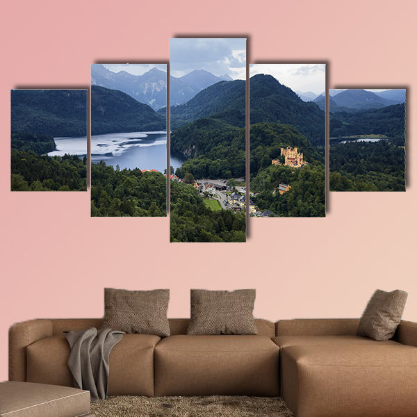 View of the Bavarian Alps, village Schwangau Germany multi panel canvas wall art
