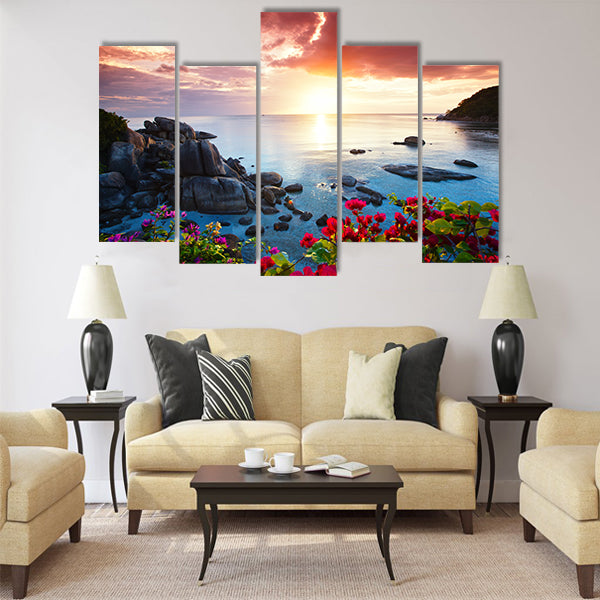 Tranquil beach resort, Thailand Multi panel canvas wall art