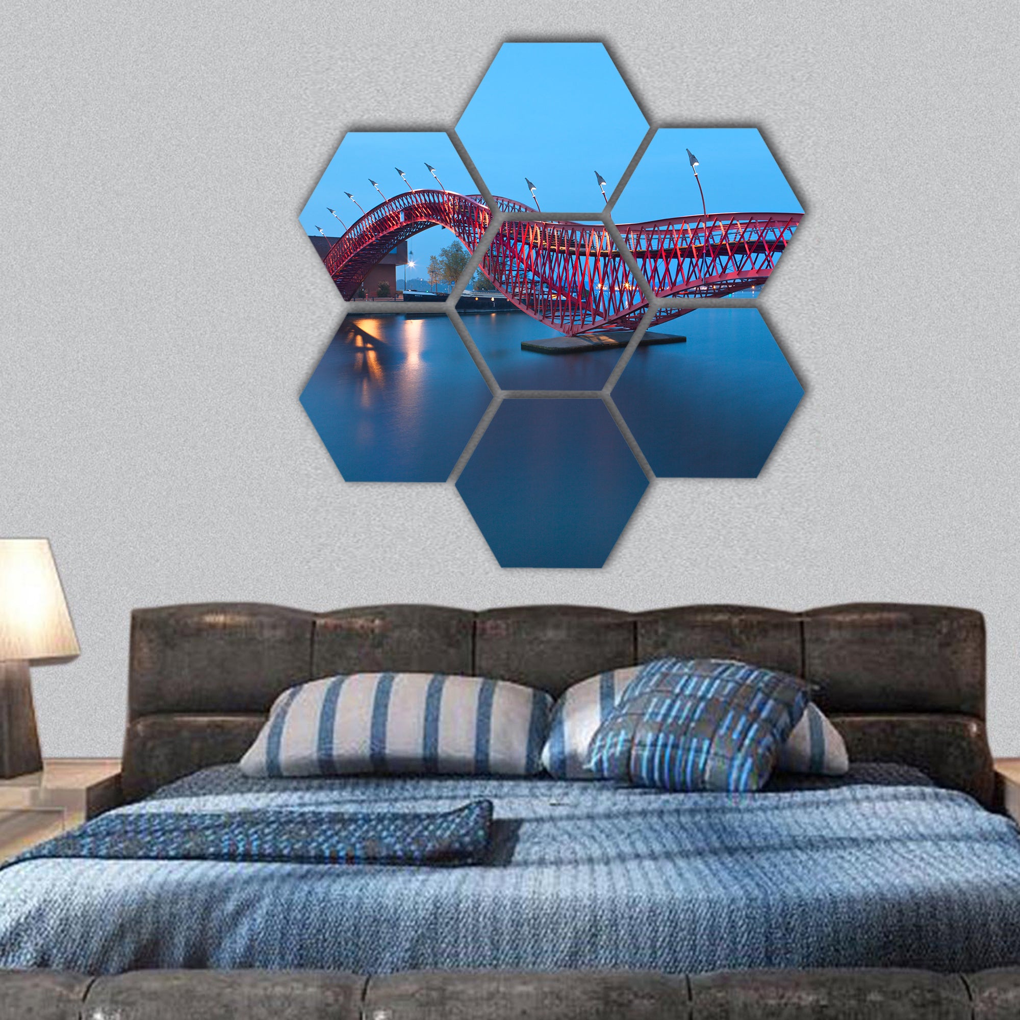 Python Bridge in Amsterdam, the Netherlands hexagonal canvas wall art