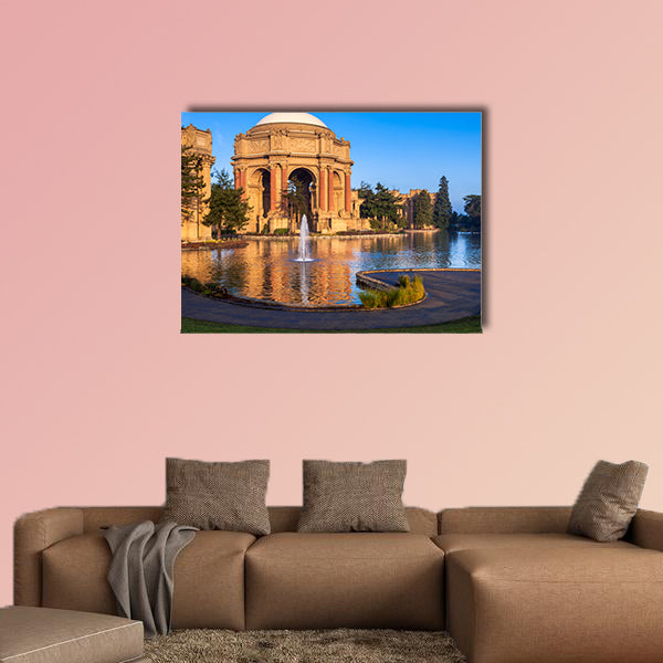 Palace of Fine Arts with lagoon and fountain in San Francisco, California wall art