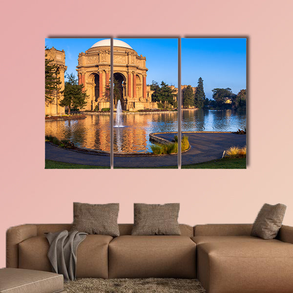 Palace of Fine Arts with lagoon and fountain in San Francisco, California wall art