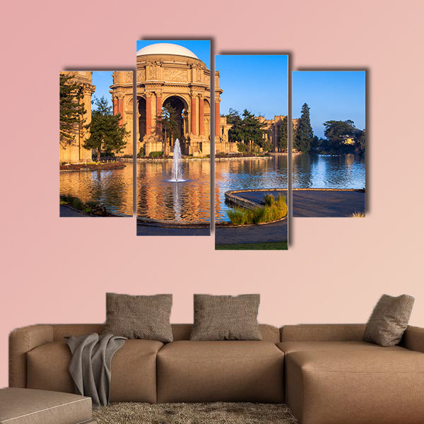 Palace of Fine Arts with lagoon and fountain in San Francisco, California wall art