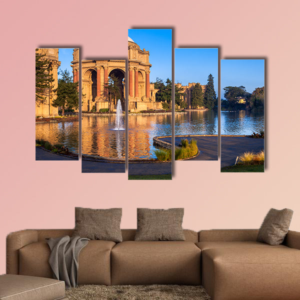 Palace of Fine Arts with lagoon and fountain in San Francisco, California wall art