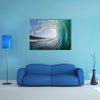 A Swimming Surfer Crashing Ocean Wave Inside Vortex, Multi Panel Canvas Wall Art