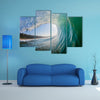 A Swimming Surfer Crashing Ocean Wave Inside Vortex, Multi Panel Canvas Wall Art