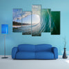 A Swimming Surfer Crashing Ocean Wave Inside Vortex, Multi Panel Canvas Wall Art