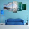 A Swimming Surfer Crashing Ocean Wave Inside Vortex, Multi Panel Canvas Wall Art