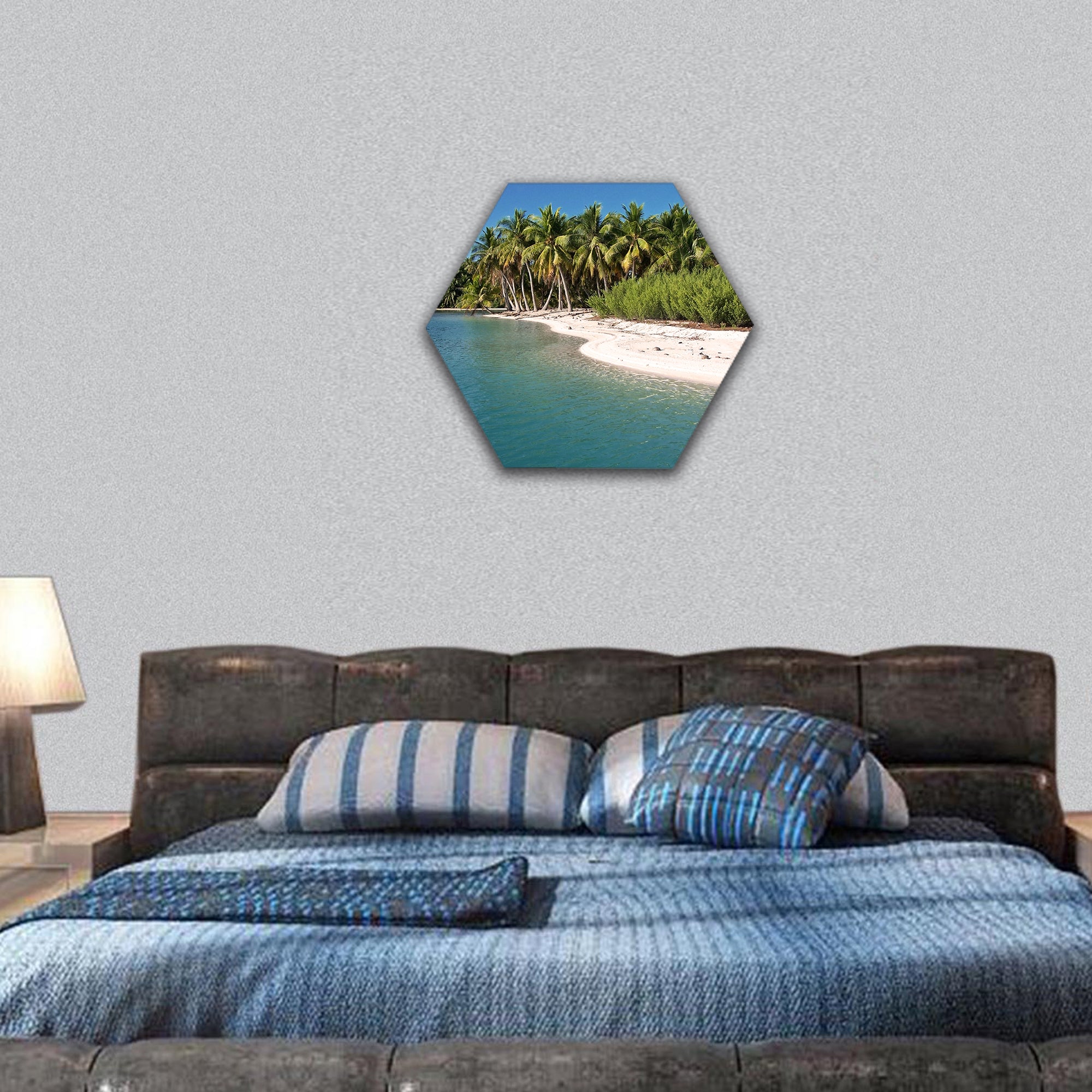 Fantastic color and unique location in Polinesia hexagonal canvas wall art