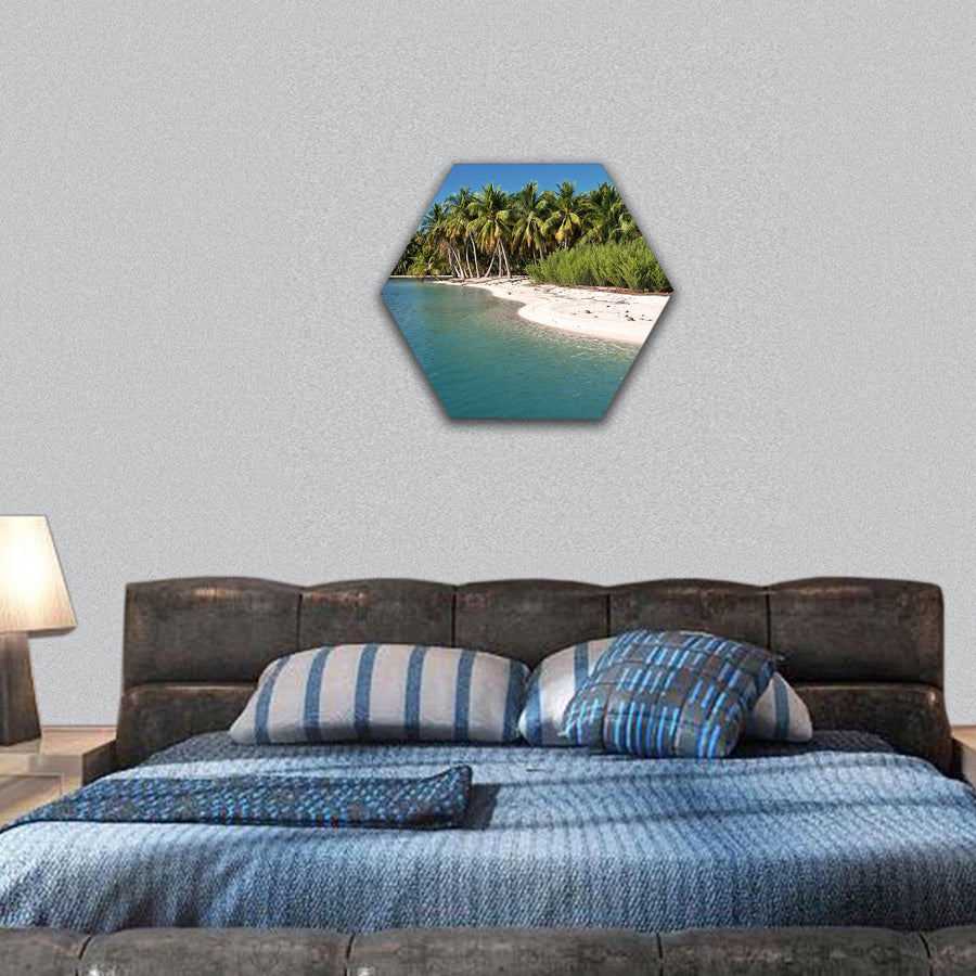 Fantastic color and unique location in Polinesia hexagonal canvas wall art